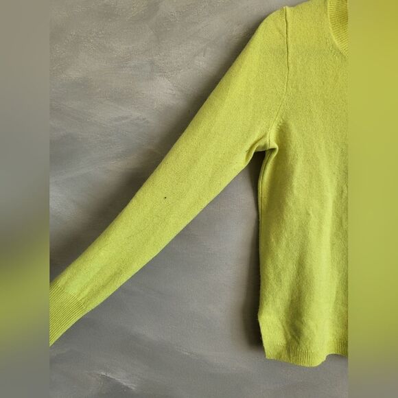 J. CREW Cashmere Crewneck Neon Lime Green Long Sleeve Sweater Sz XS - Picture 8 of 16